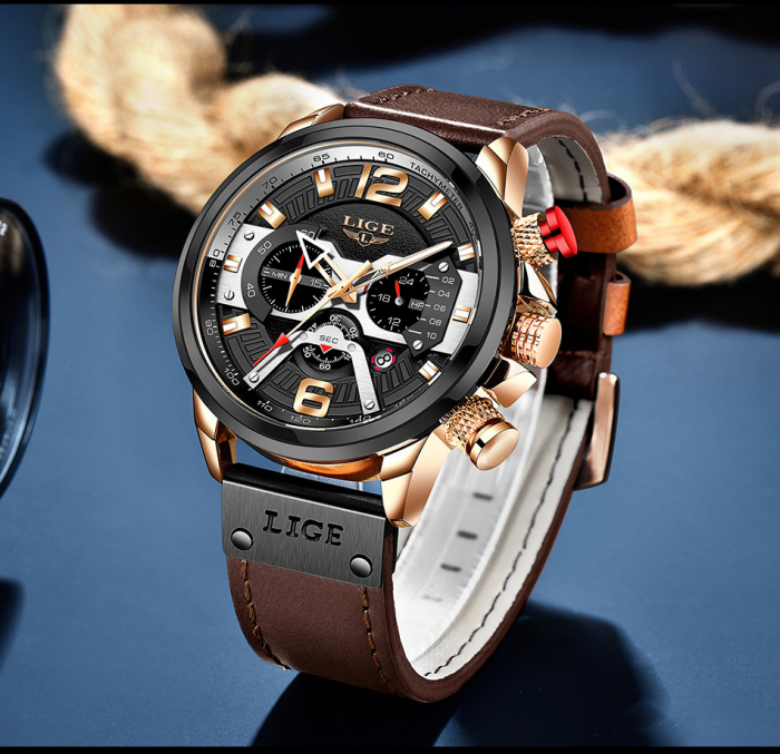 Ceas barbatesc Lige Casual Cronograf Automatic Quartz [5]