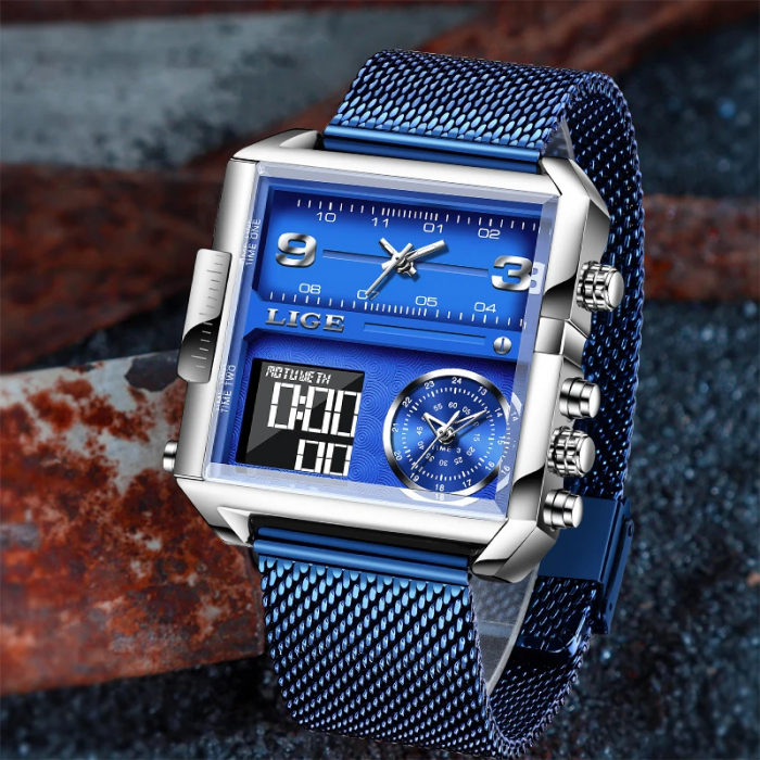 Ceas barbatesc Lige Casual Elegant Luxury Fashion Digital Analog Dual Time [8]