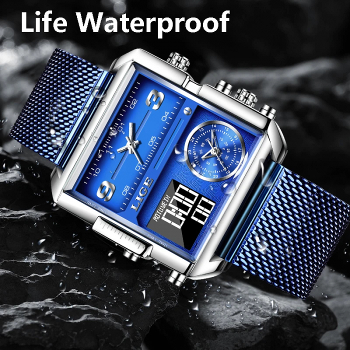 Ceas barbatesc Lige Casual Elegant Luxury Fashion Digital Analog Dual Time [7]
