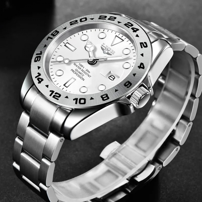 Ceas barbatesc Lige Indici luminosi Data Argintiu Business Analog Quartz Otel [3]