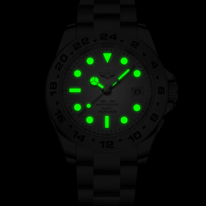 Ceas barbatesc Lige Indici luminosi Data Argintiu Business Analog Quartz Otel [6]
