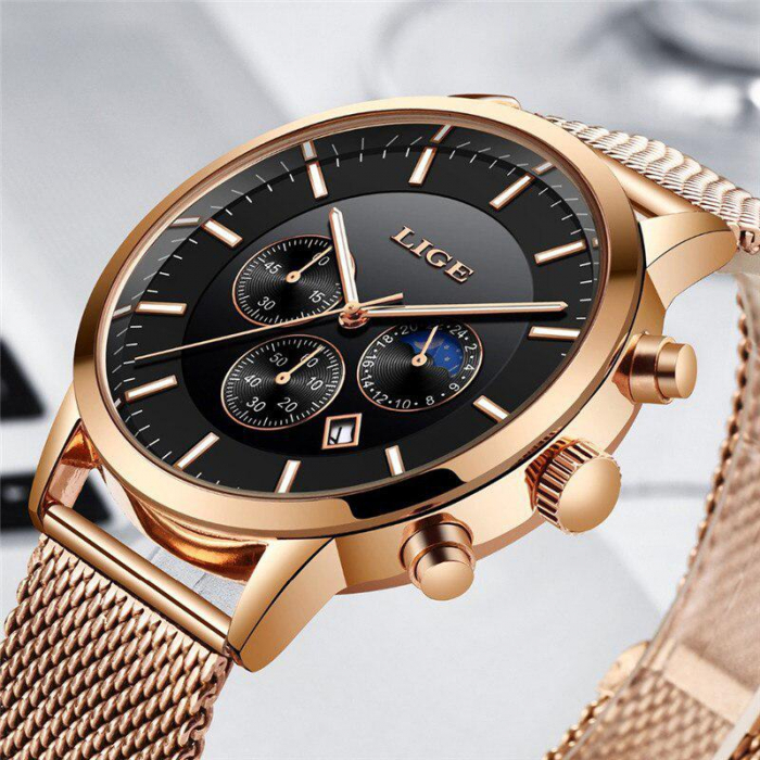 Ceas barbatesc, Lige, Elegant, Business, Luxury, Mecanism Quartz, Cronograf, Calendar [5]