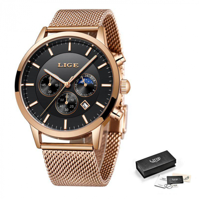 Ceas barbatesc, Lige, Elegant, Business, Luxury, Mecanism Quartz, Cronograf, Calendar [3]