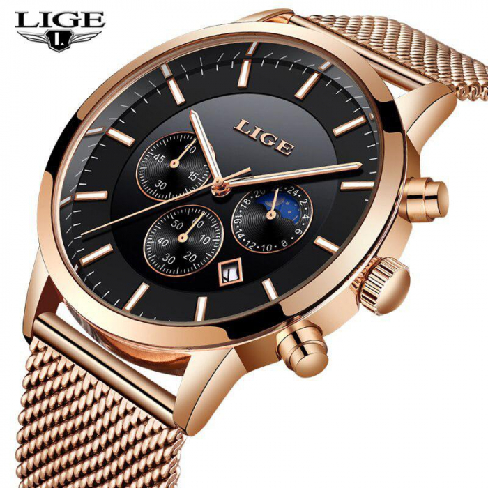 Ceas barbatesc, Lige, Elegant, Business, Luxury, Mecanism Quartz, Cronograf, Calendar [4]