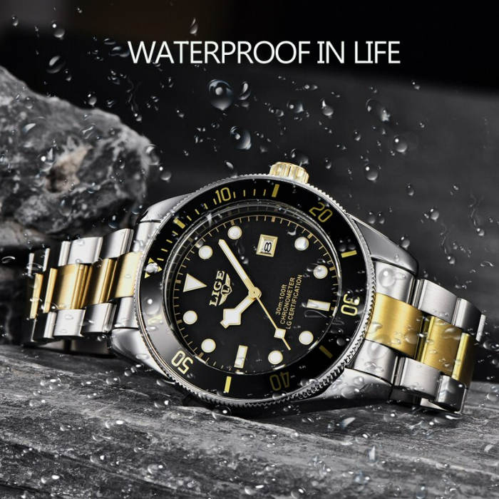 Ceas barbatesc Lige Otel Quartz Data Indici fosforescenti [5]