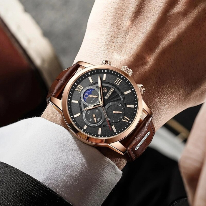 Ceas barbatesc Lige Piele Quartz Elegant [3]