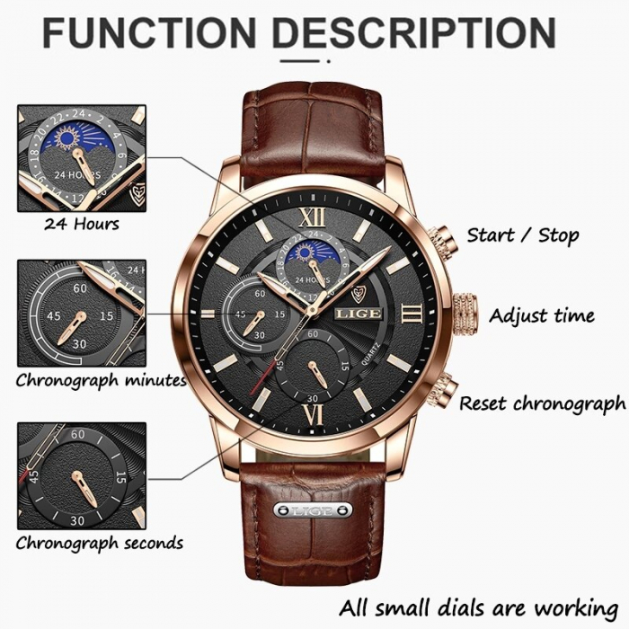 Ceas barbatesc Lige Piele Quartz Elegant [6]