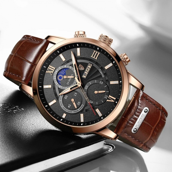 Ceas barbatesc Lige Piele Quartz Elegant [7]