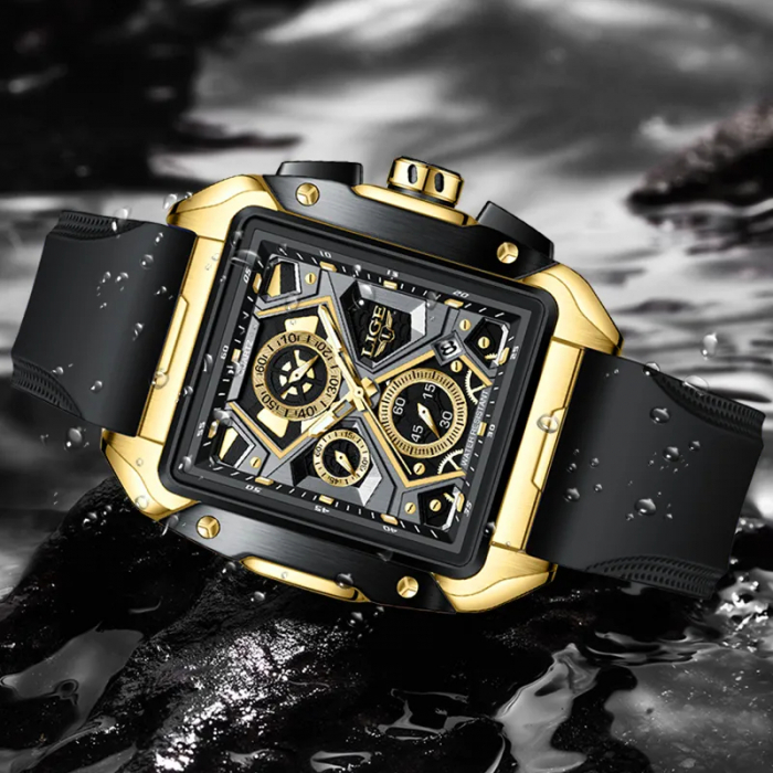 Ceas barbatesc Lige Dreptunghiular Fashion Sport Casual Silicon Quartz Analog [2]