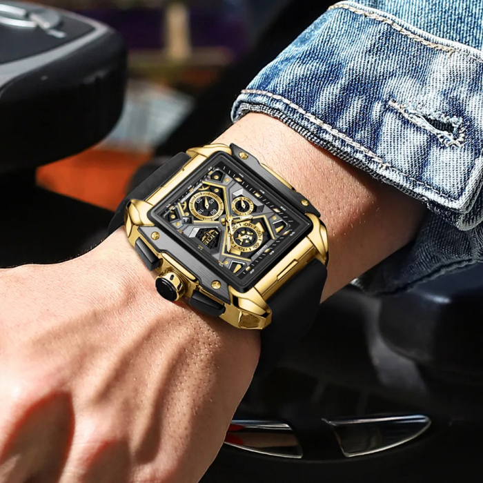 Ceas barbatesc Lige Dreptunghiular Fashion Sport Casual Silicon Quartz Analog [3]
