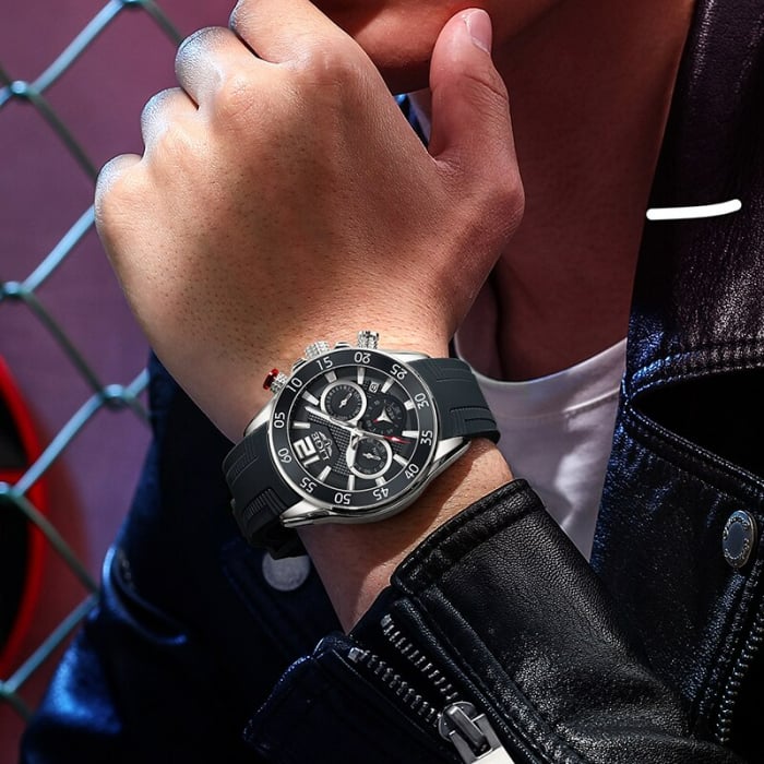 Ceas barbatesc Lige Silicon Quartz Cronograf Cronometru [5]