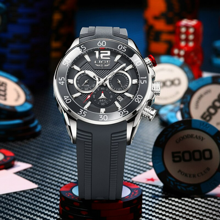 Ceas barbatesc Lige Silicon Quartz Cronograf Cronometru [7]