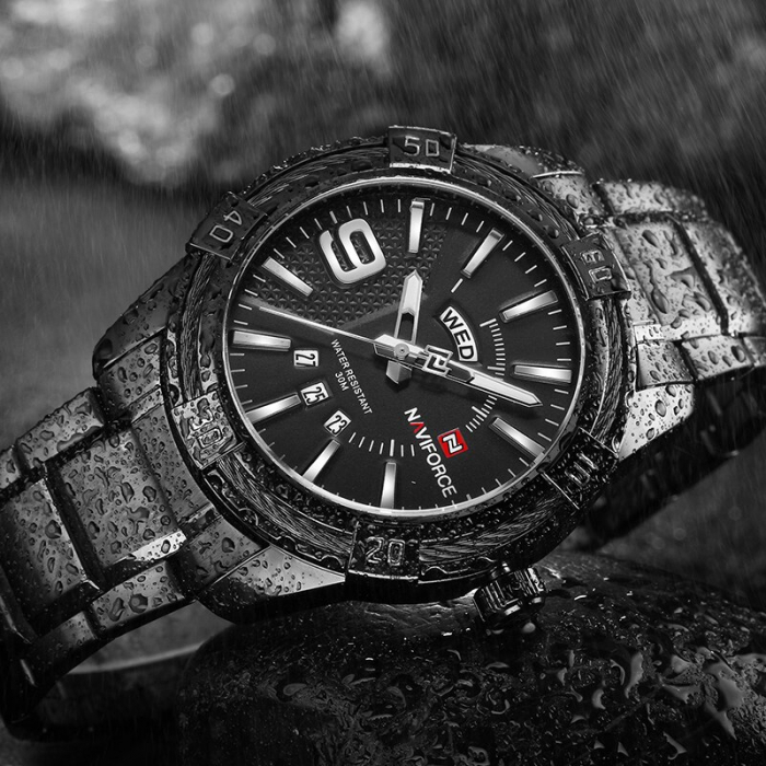 Ceas barbatesc Naviforce Quartz Otel Data Analog Negru [6]