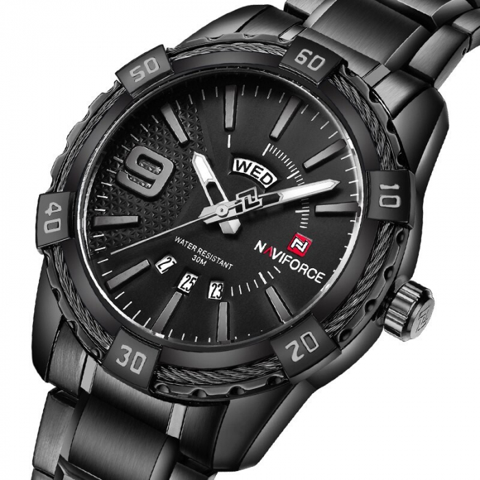 Ceas barbatesc Naviforce Quartz Otel Data Analog Negru [4]