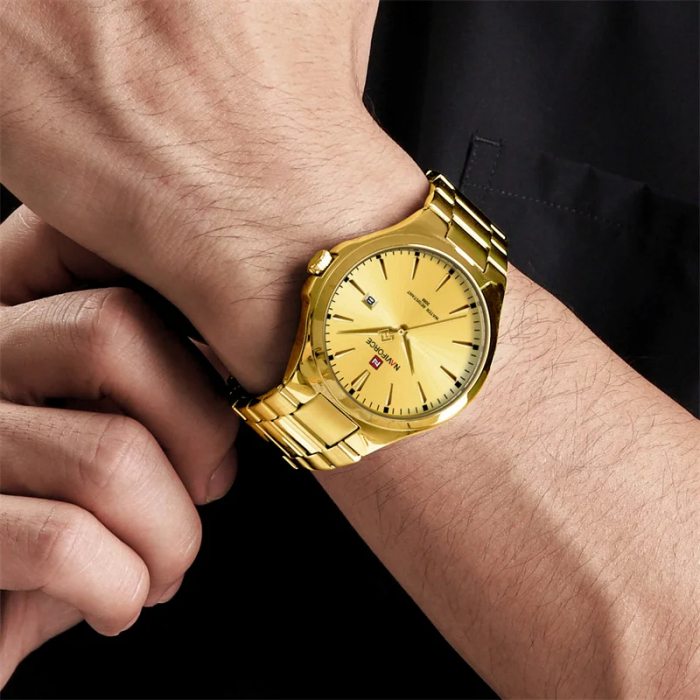 Ceas barbatesc Naviforce Business Otel Auriu Quartz Analog Digital Data [5]