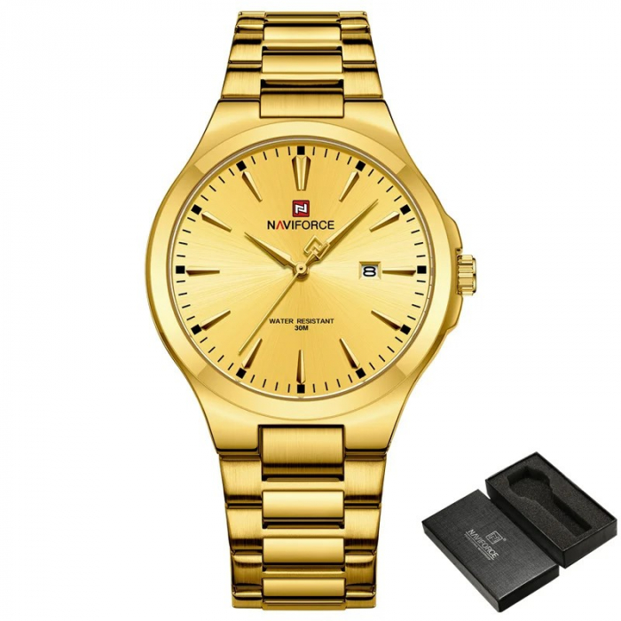 Ceas barbatesc Naviforce Business Otel Auriu Quartz Analog Digital Data [2]