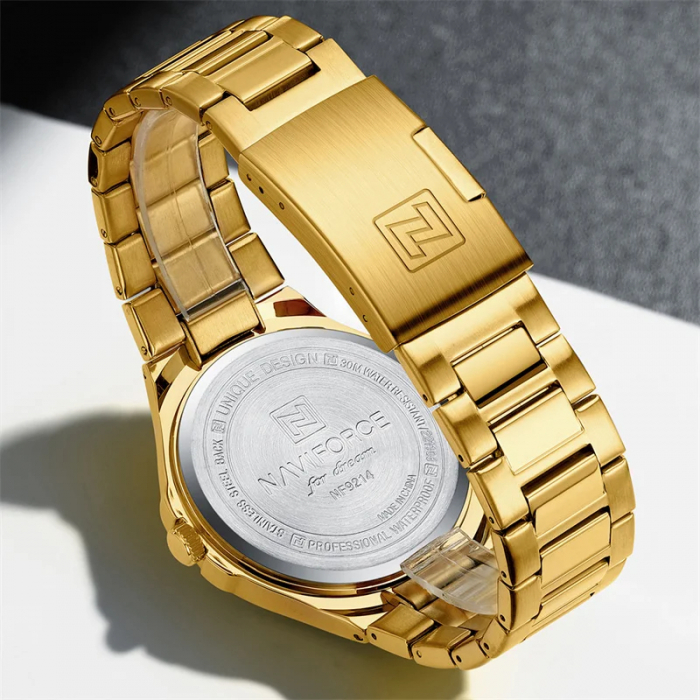 Ceas barbatesc Naviforce Business Otel Auriu Quartz Analog Digital Data [3]