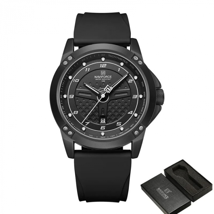 Ceas barbatesc Naviforce Casual Gri Analog Quartz Data Negru [6]