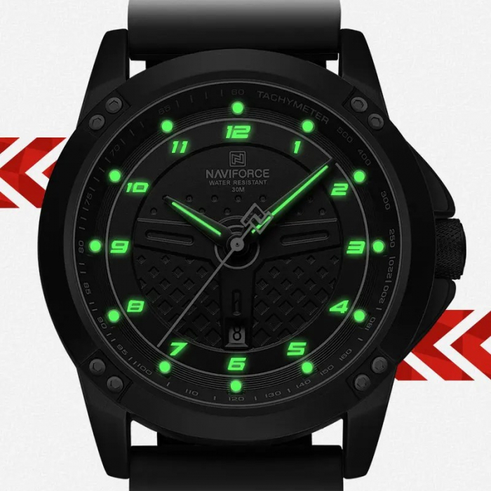 Ceas barbatesc Naviforce Casual Gri Analog Quartz Data Negru [4]