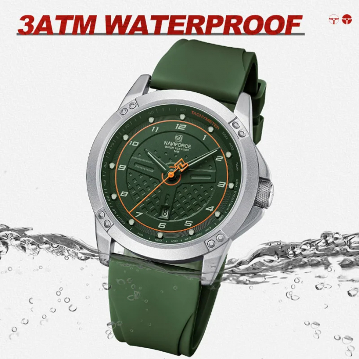 Ceas barbatesc Naviforce Casual Gri Analog Quartz Data Verde [5]
