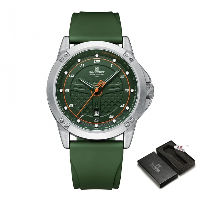 Ceas barbatesc Naviforce Casual Gri Analog Quartz Data Verde [2]