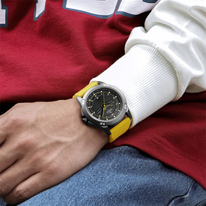 Ceas barbatesc Naviforce Casual Gri Analog Quartz Data Galben [5]