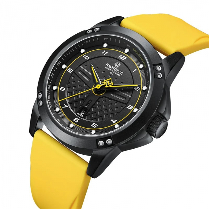 Ceas barbatesc Naviforce Casual Gri Analog Quartz Data Galben [2]