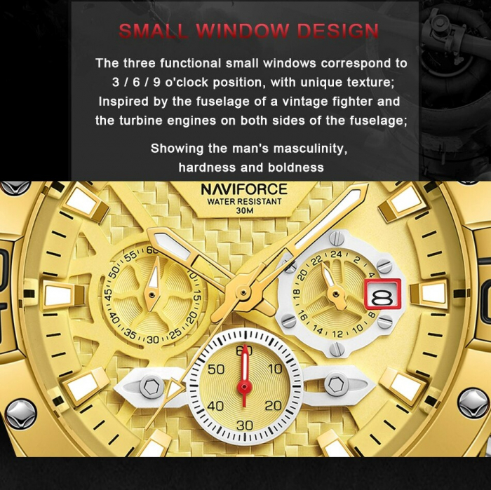 Ceas barbatesc Naviforce Cronograf Quartz Analog [4]