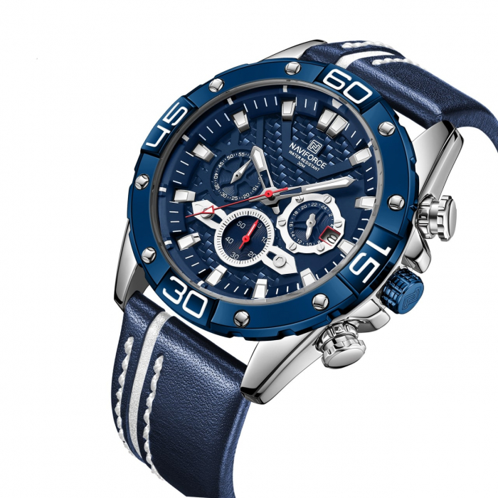 Ceas barbatesc Naviforce Cronograf Quartz Analog Piele [6]