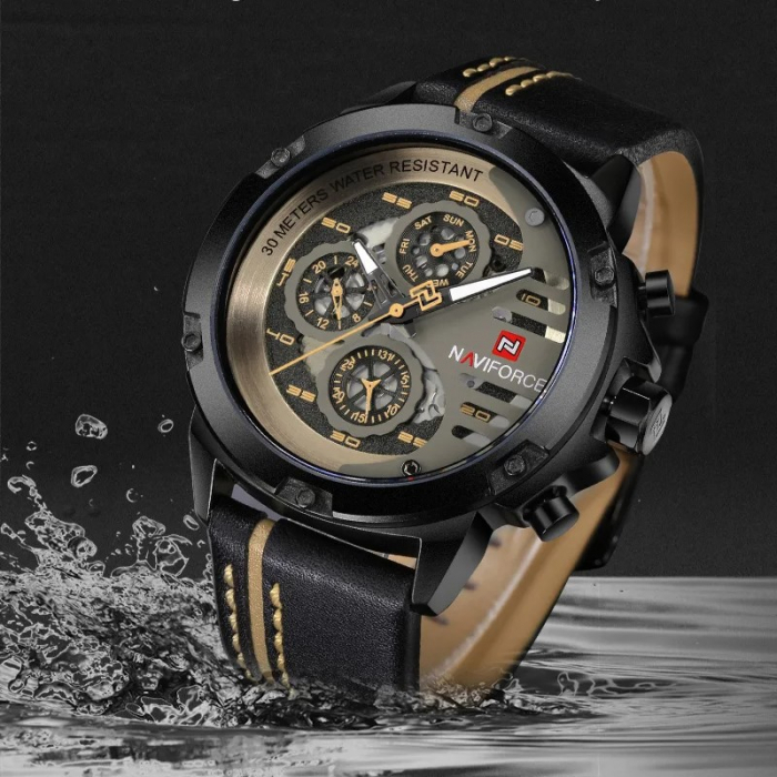 Ceas barbatesc Naviforce Sport Casual Analog Quartz Cronograf Negru [6]