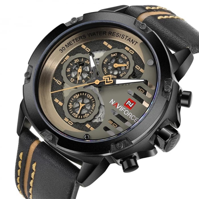 Ceas barbatesc Naviforce Sport Casual Analog Quartz Cronograf Negru [5]