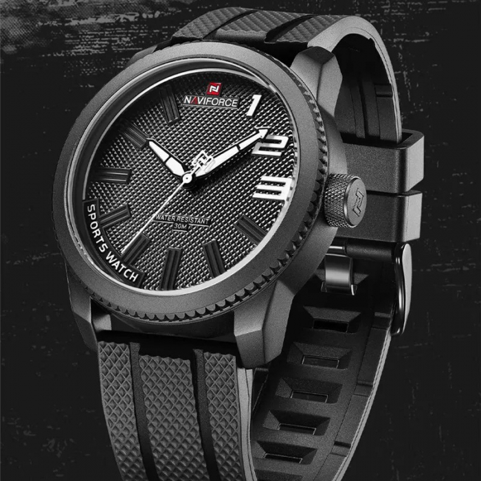 Ceas barbatesc Naviforce Military Sport Quartz Analog Silicon Negru [4]