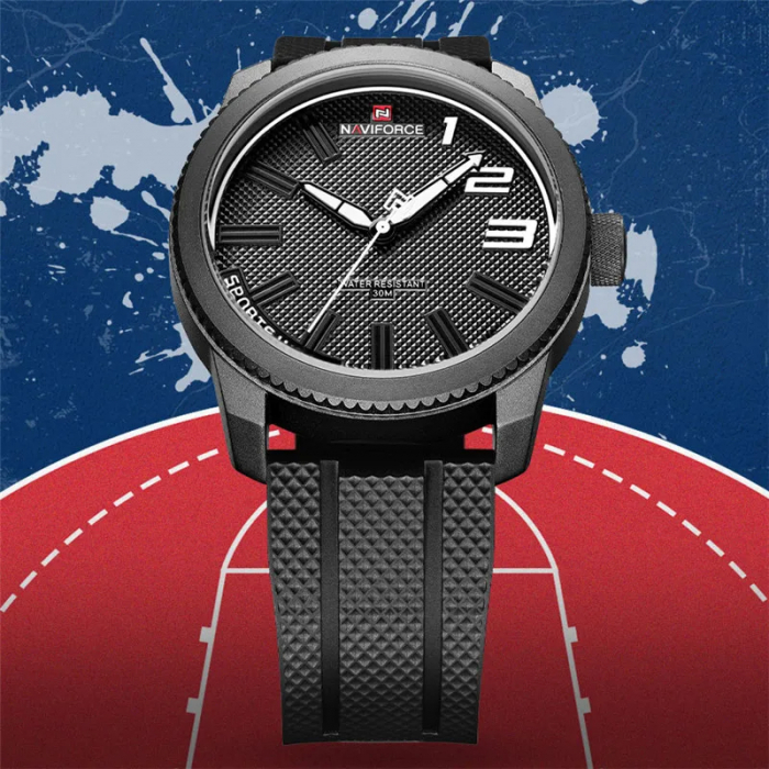 Ceas barbatesc Naviforce Military Sport Quartz Analog Silicon Negru [5]