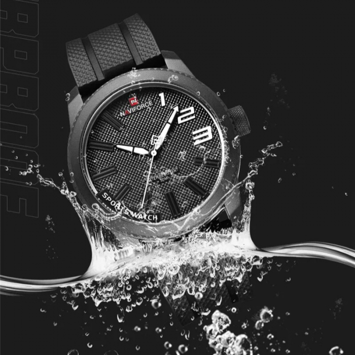 Ceas barbatesc Naviforce Military Sport Quartz Analog Silicon Negru [3]