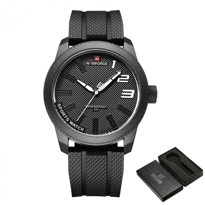 Ceas barbatesc Naviforce Military Sport Quartz Analog Silicon Negru [2]