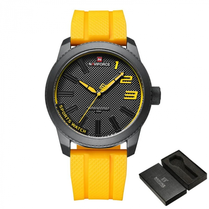 Ceas barbatesc Naviforce Military Sport Quartz Analog Silicon Galben [2]