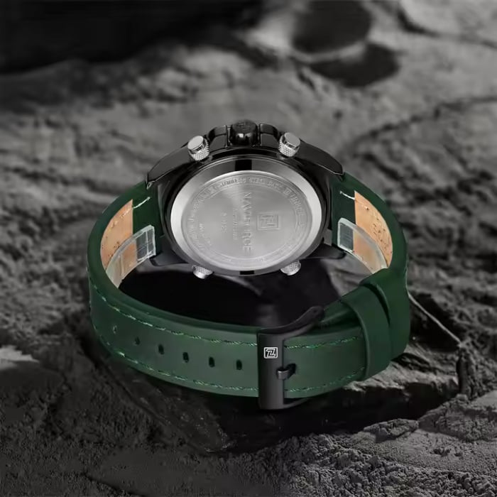 Ceas barbatesc Naviforce Quartz Dual Time Data Alarma Sport Army Militar Piele naturala Verde [3]