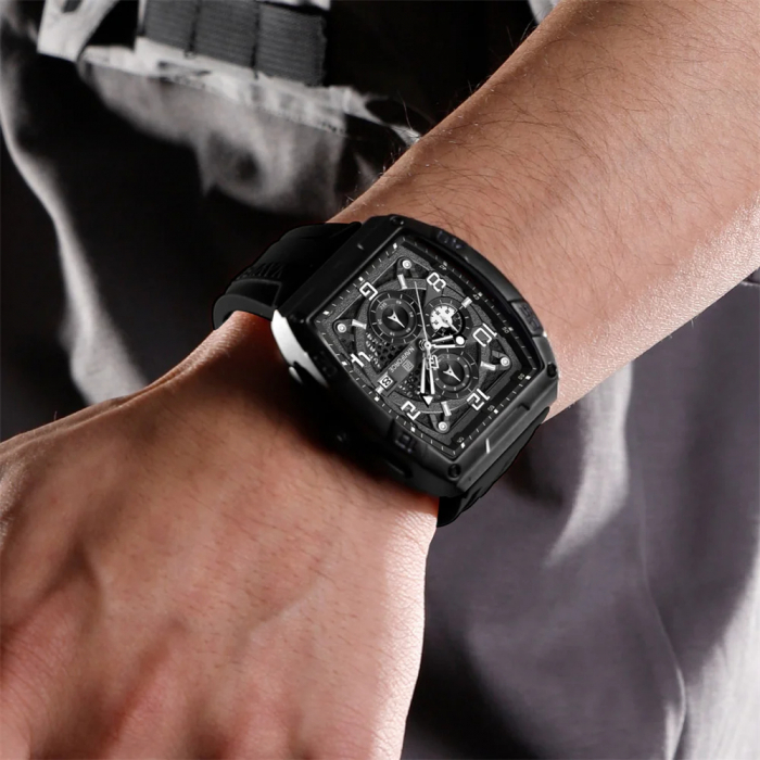 Ceas barbatesc Naviforce Quartz Cronograf Militar Dual Time Data Alarma Sport Army Silicon Negru [4]