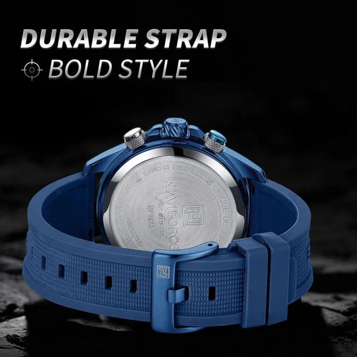 Ceas barbatesc de mana Naviforce Quartz Dual Time Digital Led Army Militar Silicon Albastru [6]