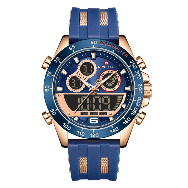 Ceas barbatesc Naviforce Silicon Cronograf Digital Analog Albastru [3]