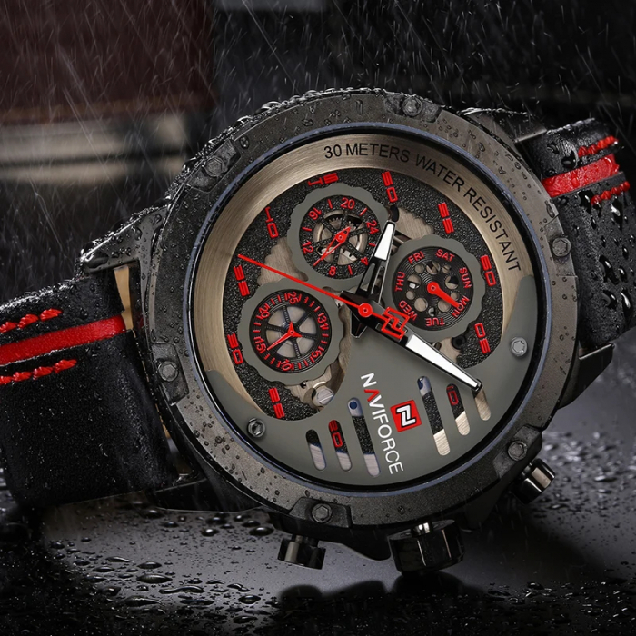 Ceas barbatesc Naviforce Sport Casual Analog Quartz Cronograf Rosu [8]