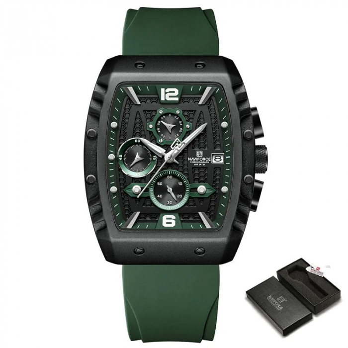 Ceas barbatesc Naviforce  Sport Casual Quartz Analog Silicon Cronograf Verde [5]
