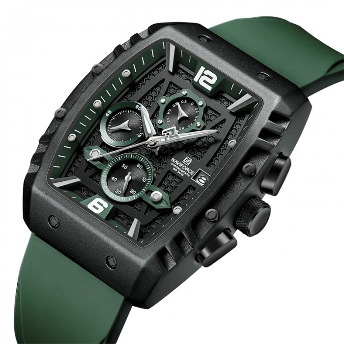 Ceas barbatesc Naviforce  Sport Casual Quartz Analog Silicon Cronograf Verde [6]