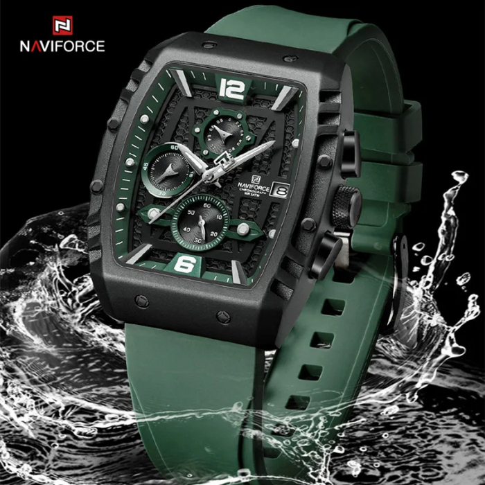 Ceas barbatesc Naviforce  Sport Casual Quartz Analog Silicon Cronograf Verde [3]