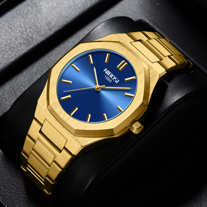 Ceas barbatesc Nibosi Elegant Auriu Quartz Otel Analog [3]