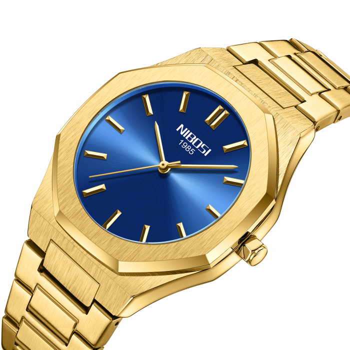 Ceas barbatesc Nibosi Elegant Auriu Quartz Otel Analog [2]