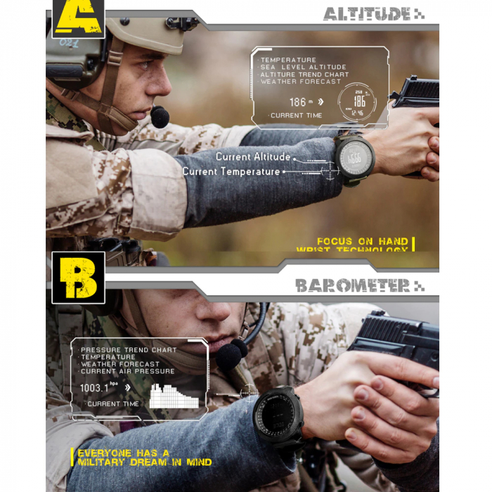 Ceas barbatesc North Edge Apache Sport Militar Altimetru Busola Temperatura Barometru Alarma Negru [4]