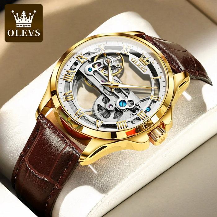 Ceas barbatesc Olevs Mecanic Automatic Skeleton Business Indici Luminosi [3]