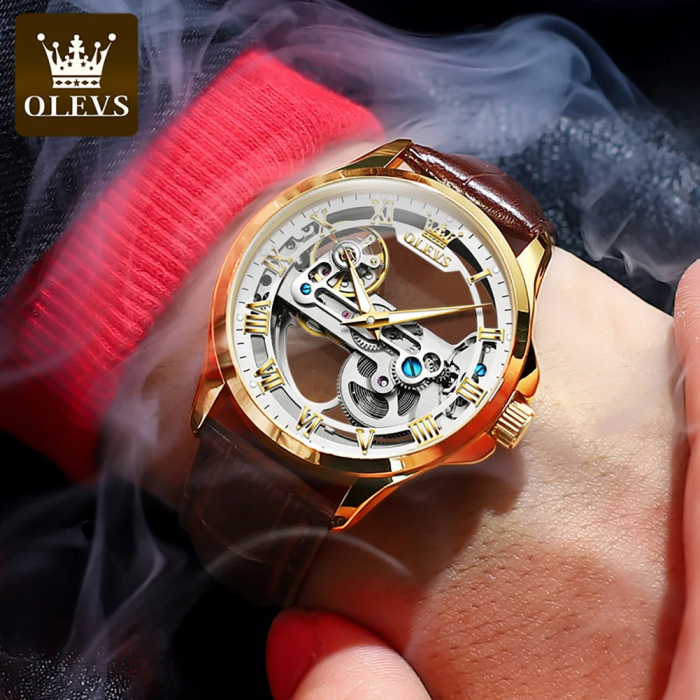 Ceas barbatesc Olevs Mecanic Automatic Skeleton Business Indici Luminosi [4]