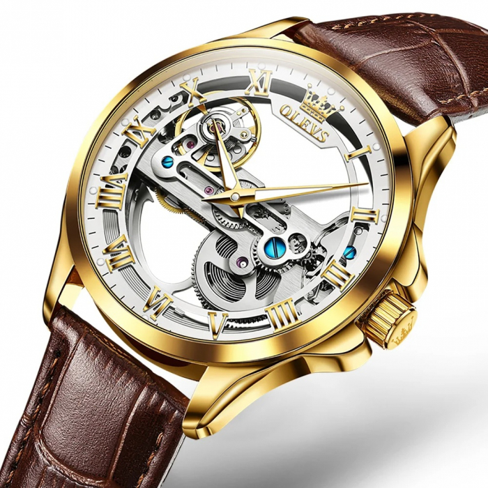 Ceas barbatesc Olevs Mecanic Automatic Skeleton Business Indici Luminosi [2]